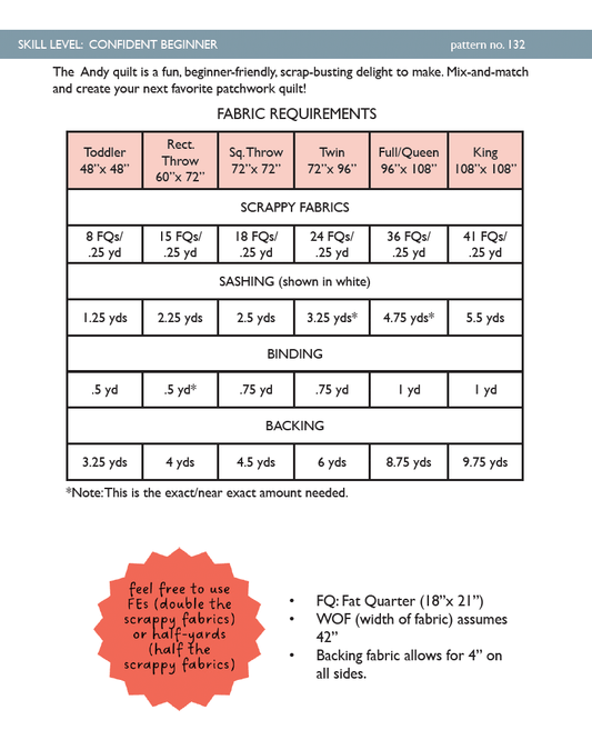 Andy Quilt Paper Pattern - The QuilTea Corner