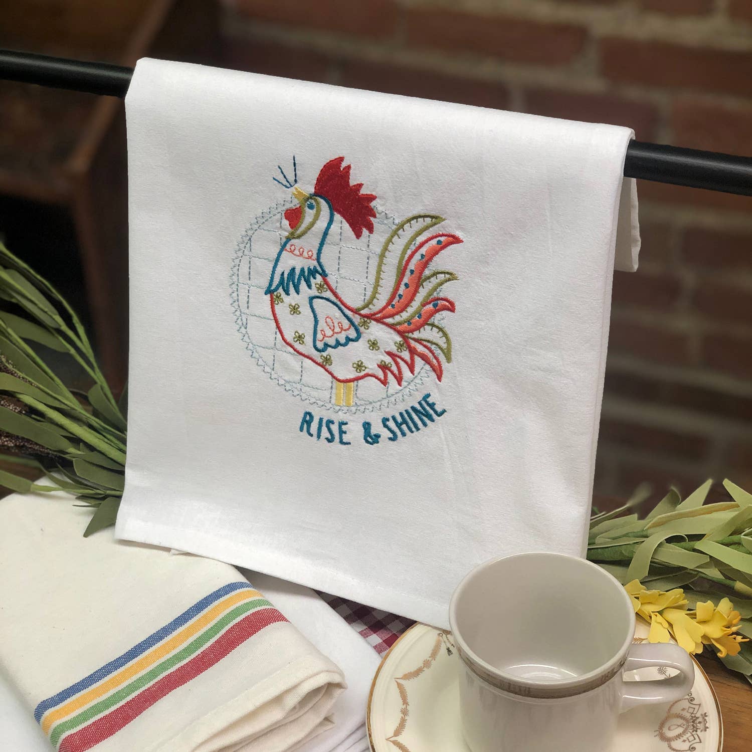 Aunt Martha's® Dirty Laundry Tea Towel - Rooster - The QuilTea Corner