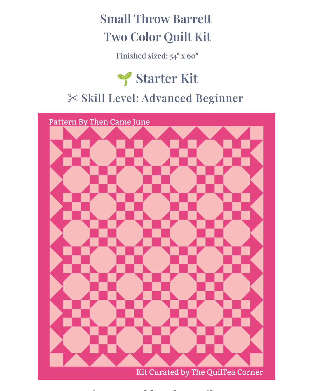 Barrett Two Color Starter Quilt Kit - Small Throw Pink - The QuilTea Corner