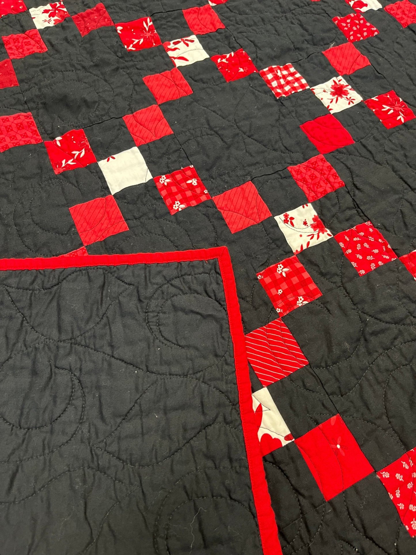 Black and Red Irish Chain Quilt – Handmade Extra Large Throw Quilt - The QuilTea Corner
