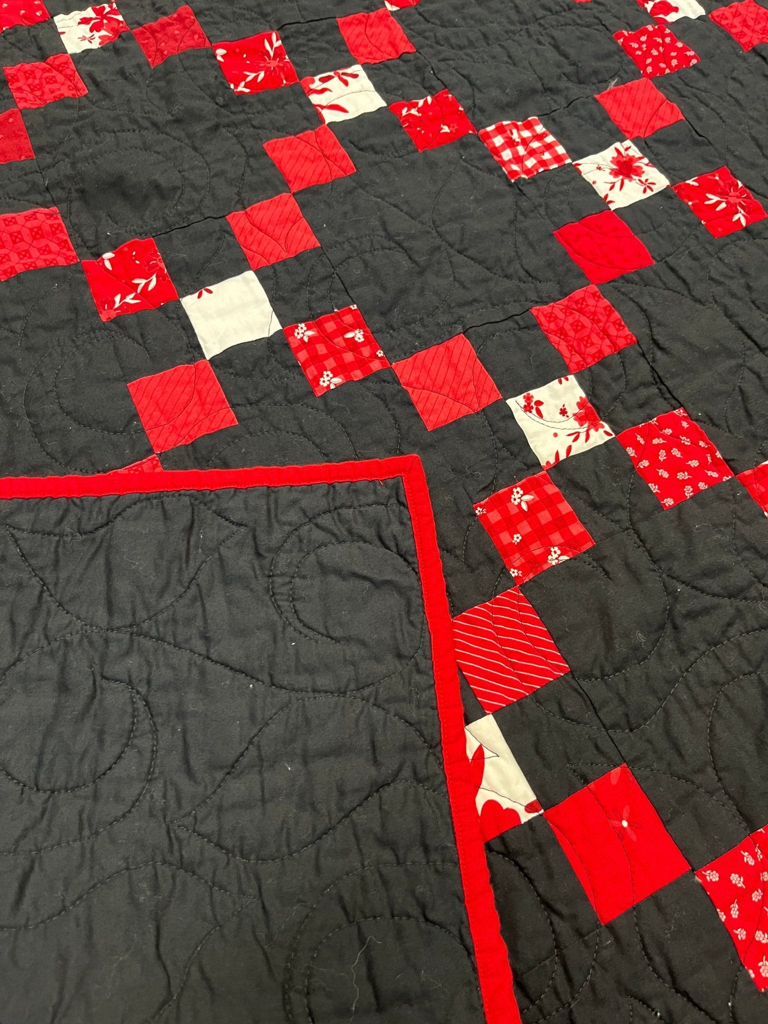 Black and Red Irish Chain Quilt – Handmade Extra Large Throw Quilt - The QuilTea Corner