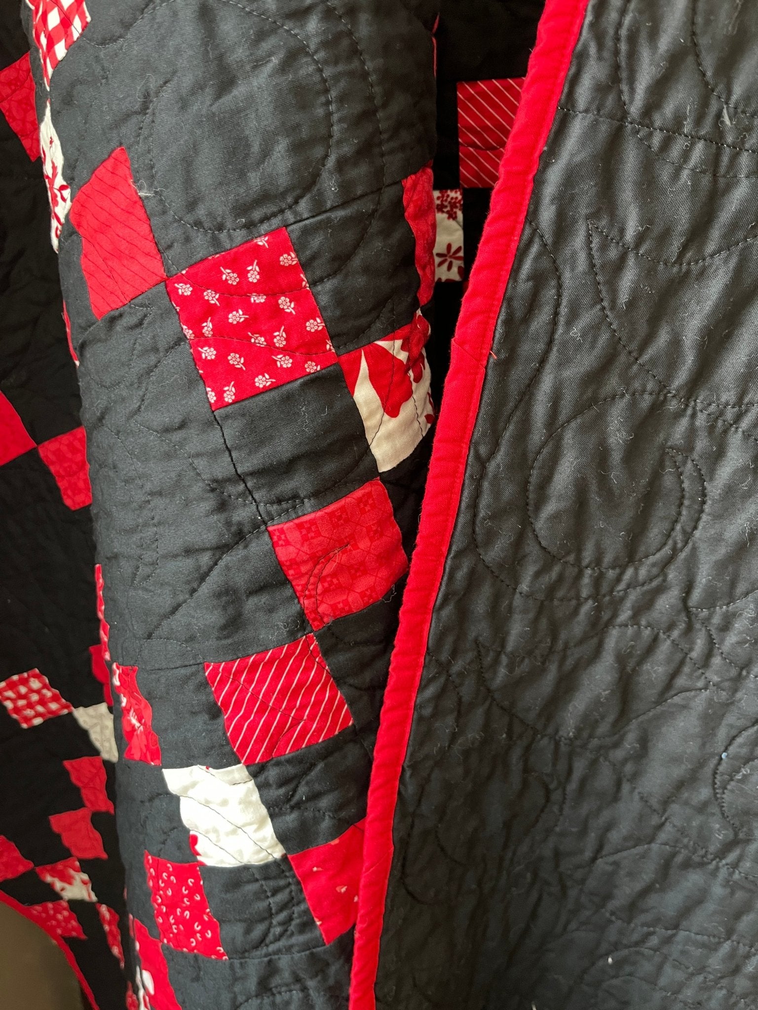 Black and Red Irish Chain Quilt – Handmade Extra Large Throw Quilt - The QuilTea Corner