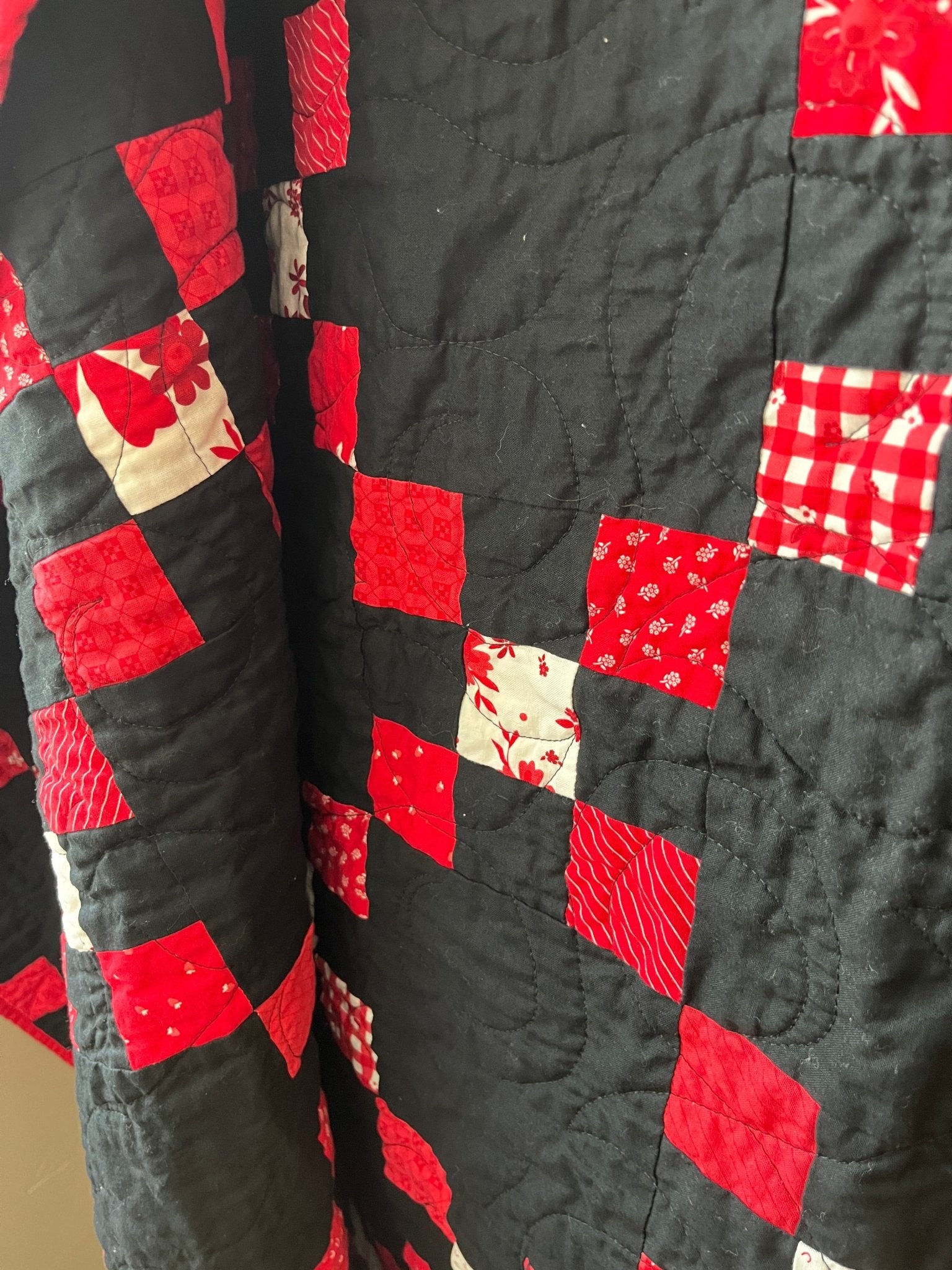 Black and Red Irish Chain Quilt – Handmade Extra Large Throw Quilt - The QuilTea Corner