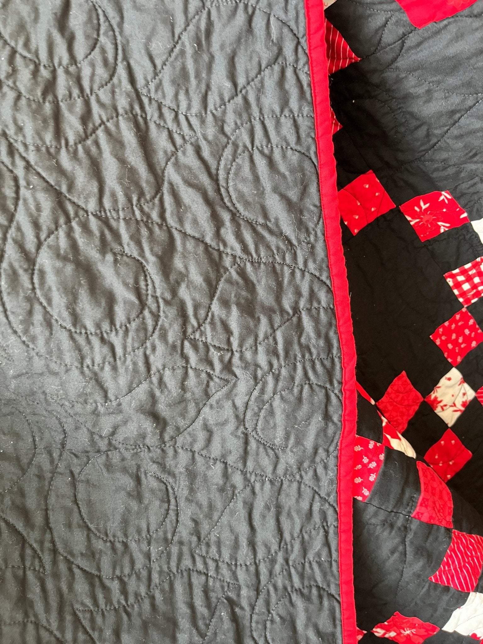 Black and Red Irish Chain Quilt – Handmade Extra Large Throw Quilt - The QuilTea Corner