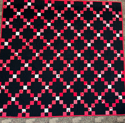 Black and Red Irish Chain Quilt – Handmade Extra Large Throw Quilt - The QuilTea Corner