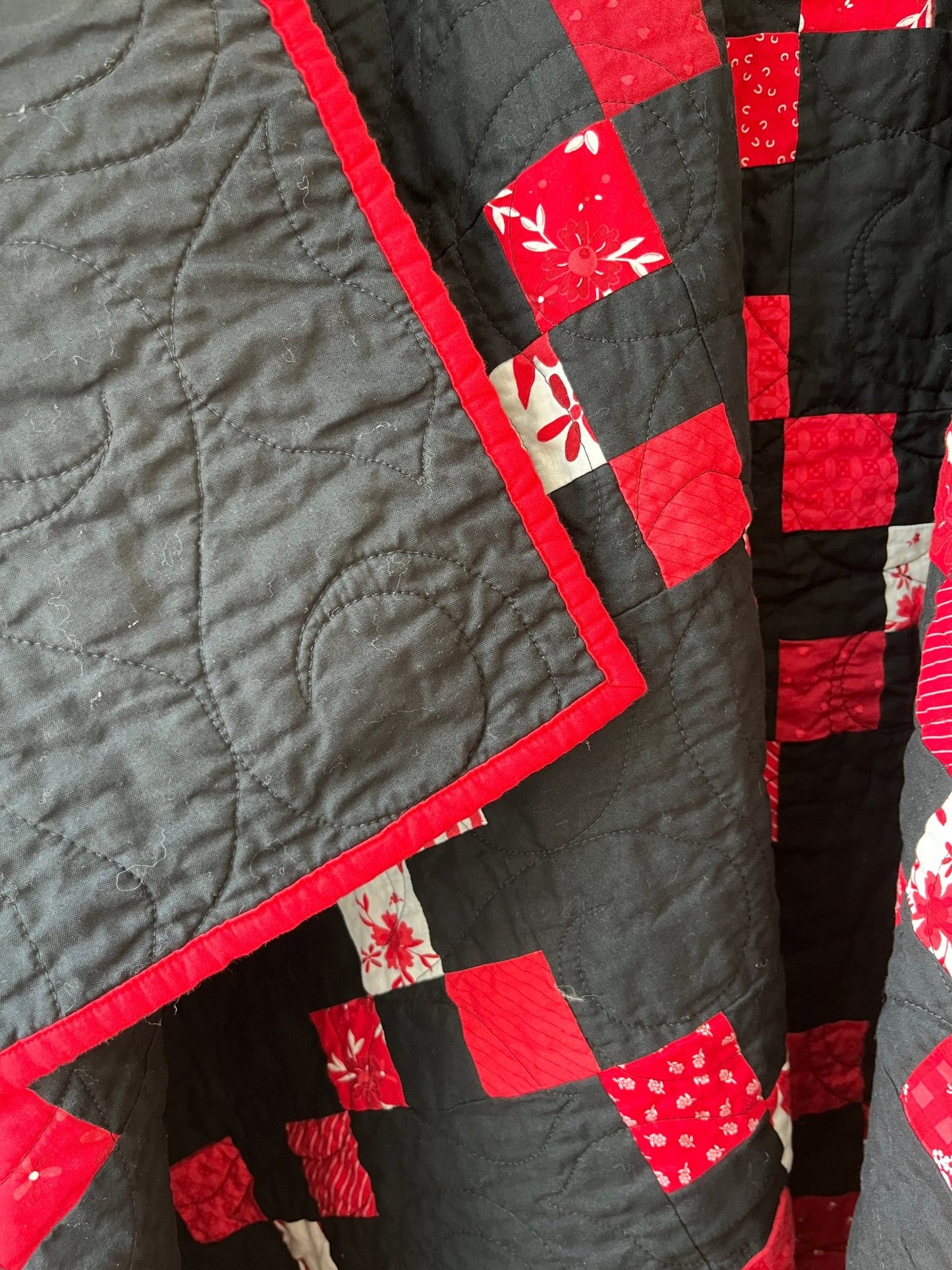 Black and Red Irish Chain Quilt – Handmade Extra Large Throw Quilt - The QuilTea Corner