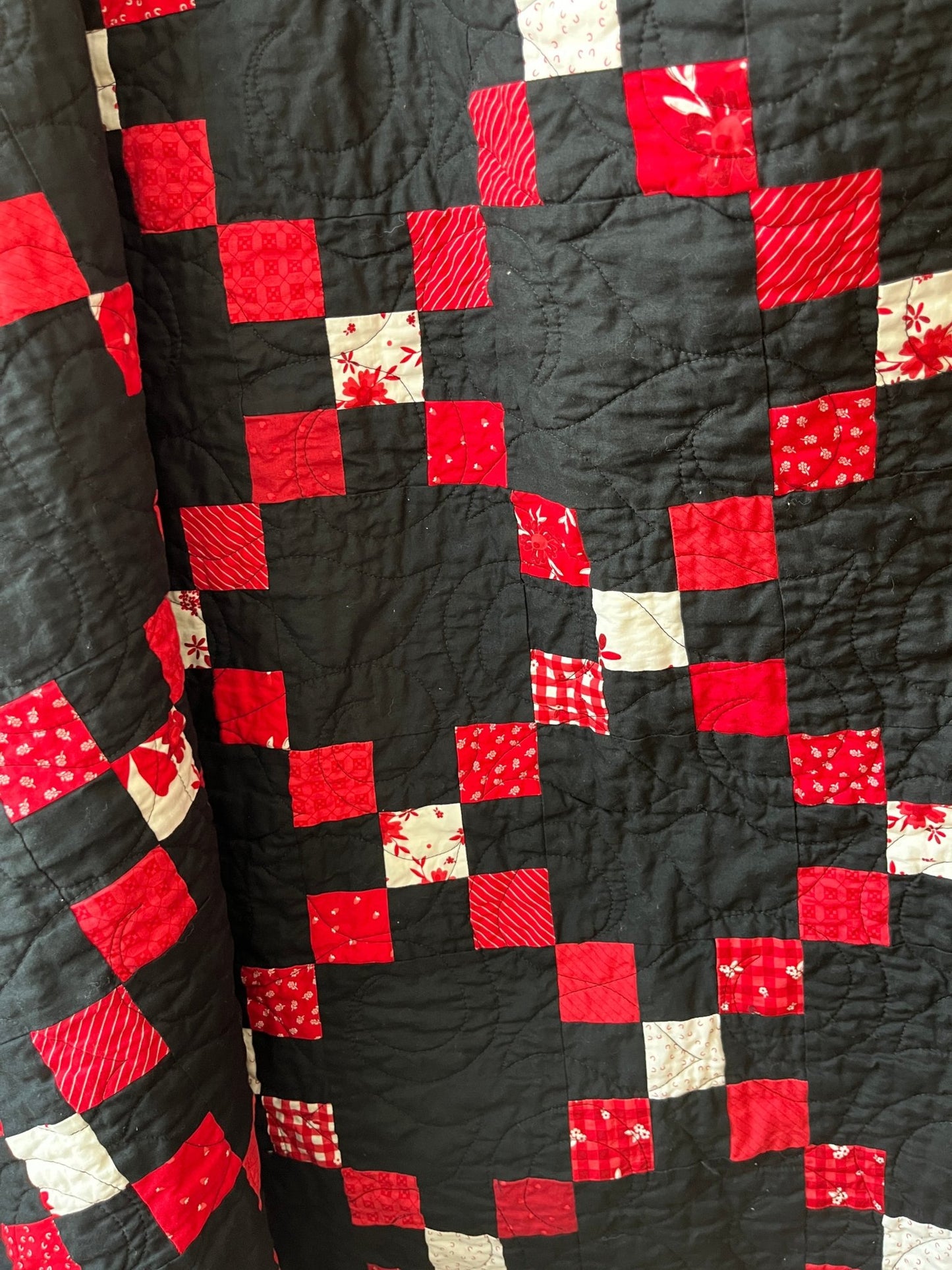 Black and Red Irish Chain Quilt – Handmade Extra Large Throw Quilt - The QuilTea Corner