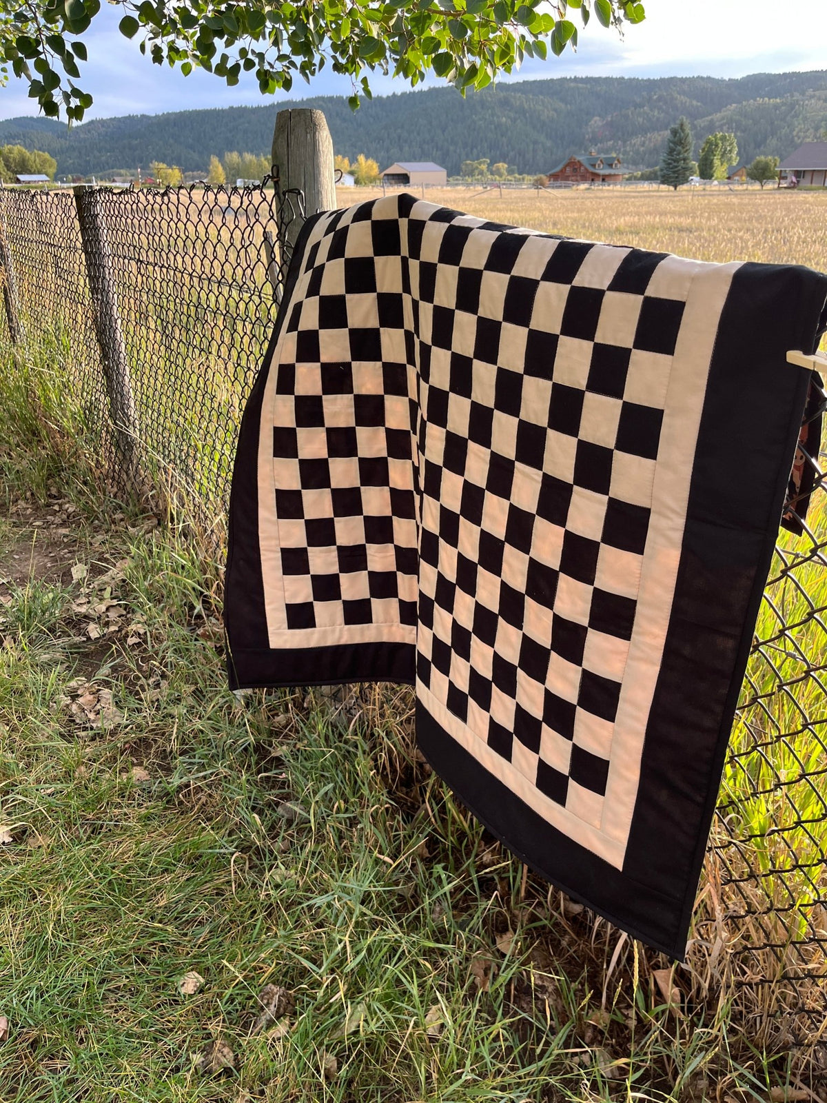 Black and Tan Checkered Ghost Baby Quilt - The QuilTea Corner