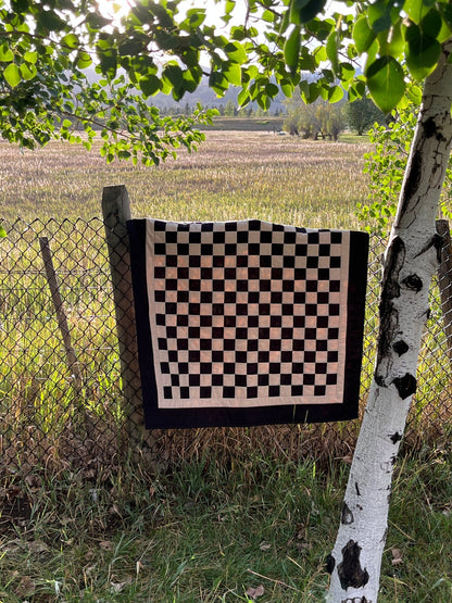 Black and Tan Checkered Ghost Baby Quilt - The QuilTea Corner