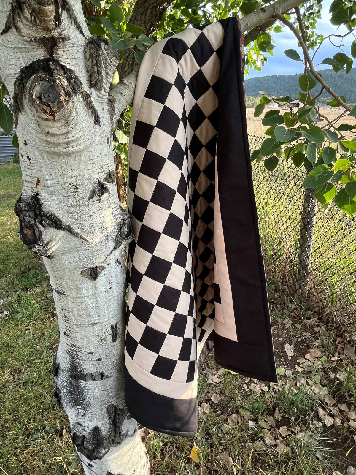 Black and Tan Checkered Ghost Baby Quilt - The QuilTea Corner