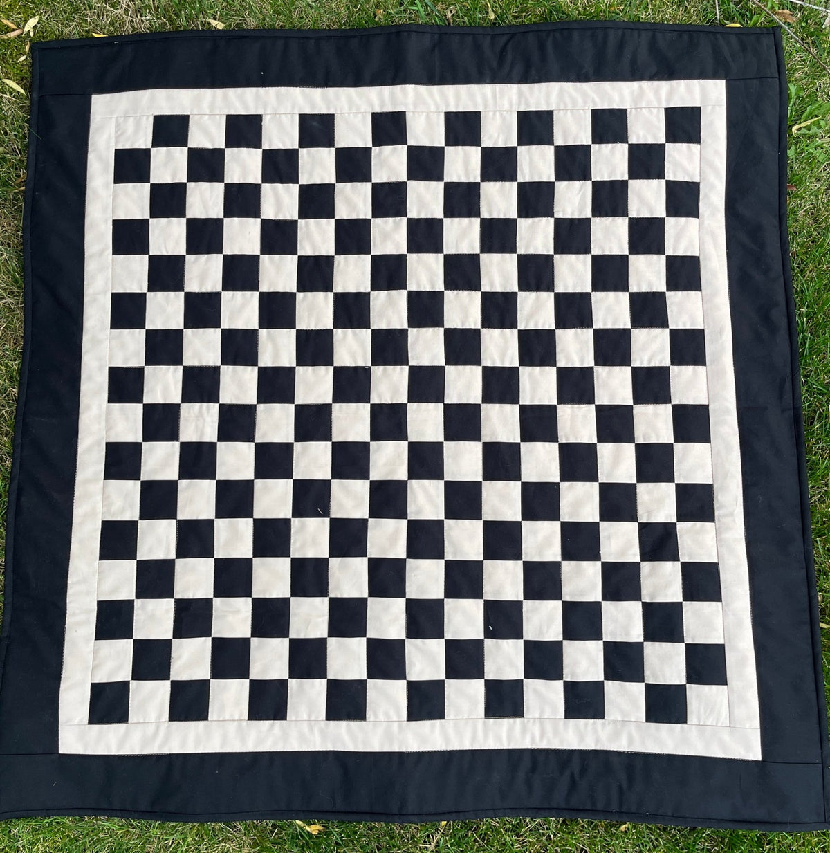 Black and Tan Checkered Ghost Baby Quilt - The QuilTea Corner