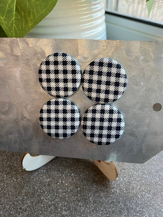Black and White Buffalo Plaid 1.25” Fabric Magnet Set - The QuilTea Corner