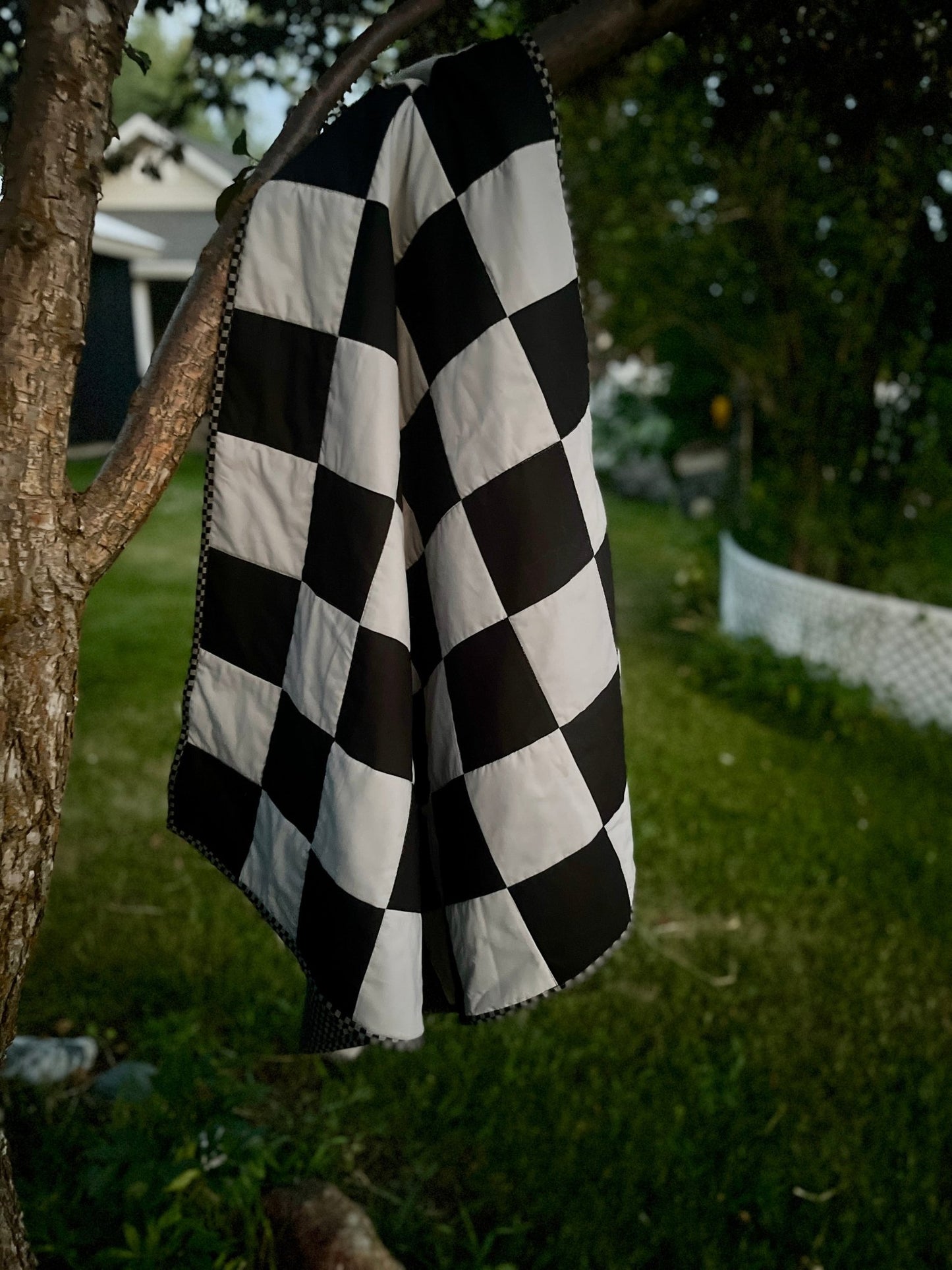 Black & Gray Checkered Baby Quilt - The QuilTea Corner