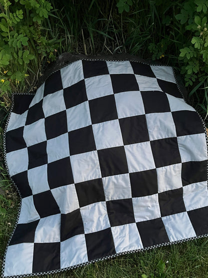Black & Gray Checkered Baby Quilt - The QuilTea Corner