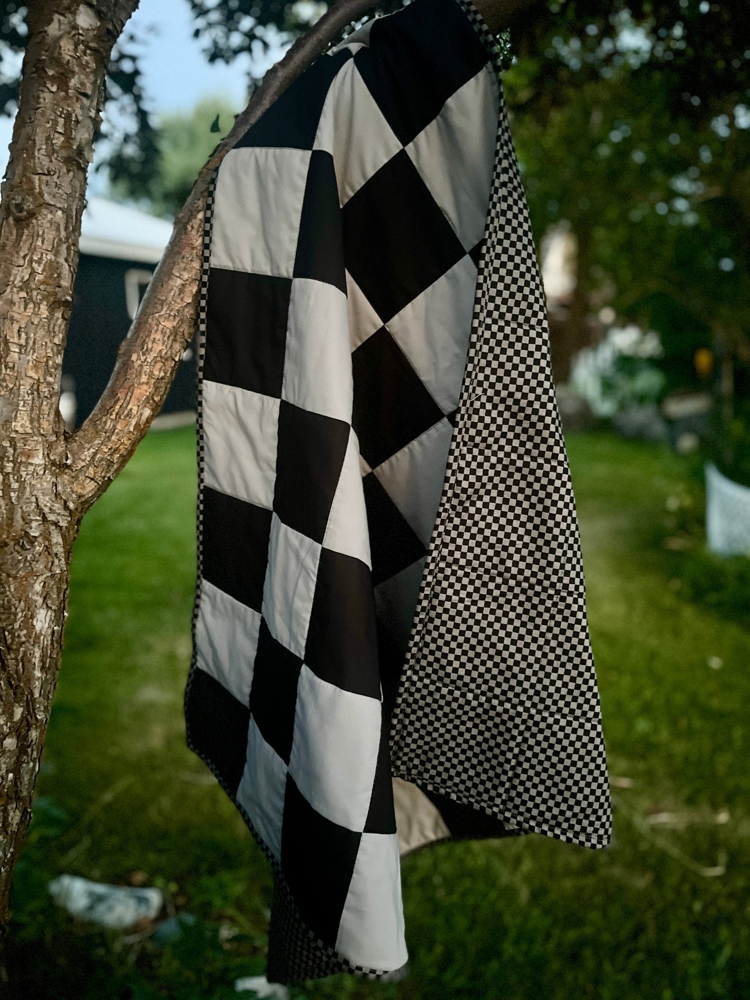 Black & Gray Checkered Baby Quilt - The QuilTea Corner