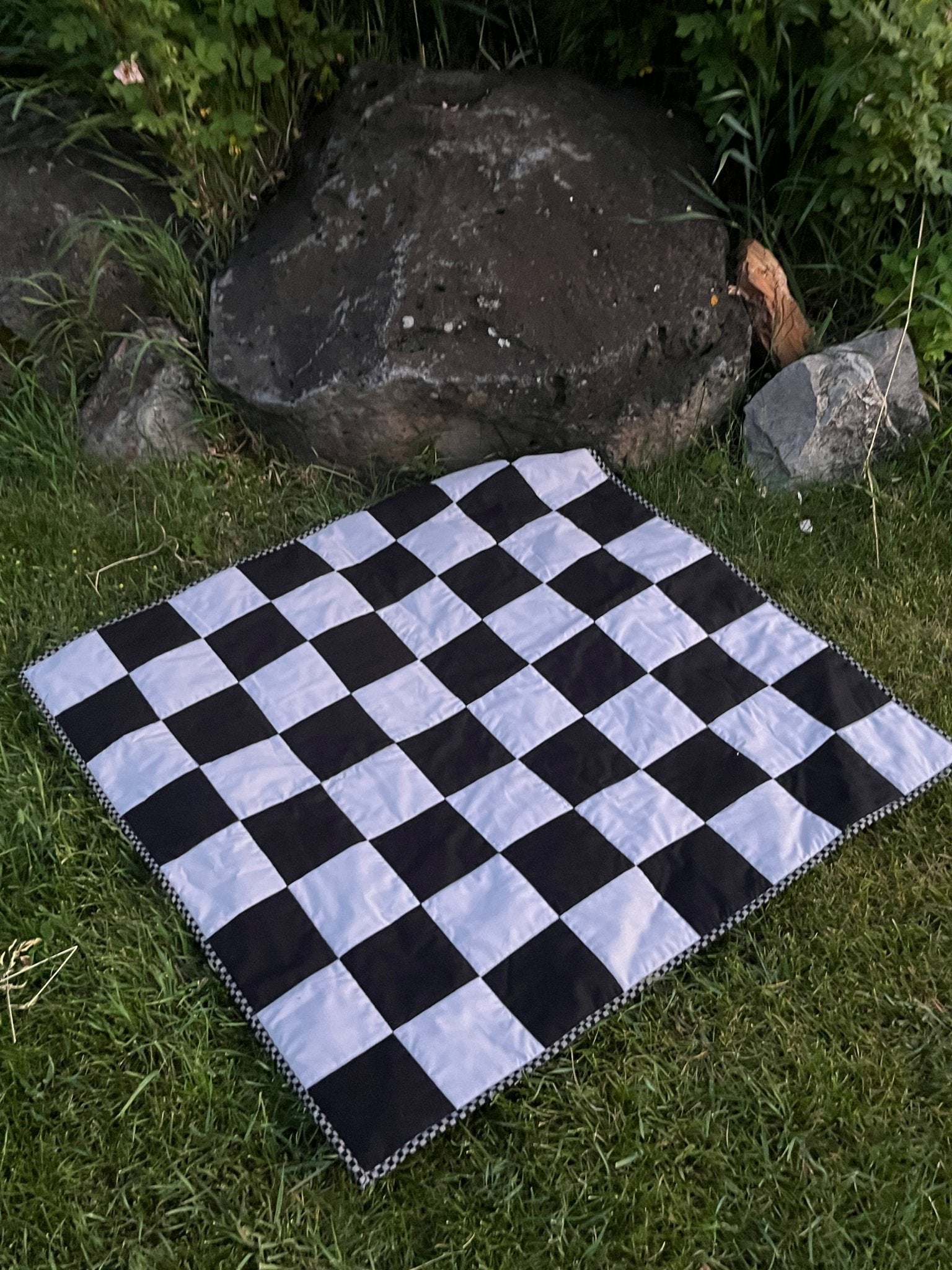 Black & Gray Checkered Baby Quilt - The QuilTea Corner