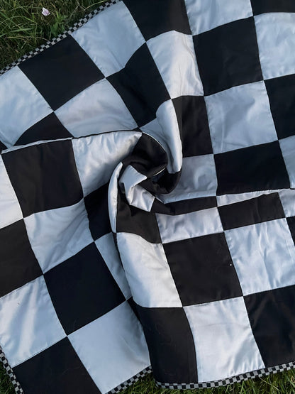 Black & Gray Checkered Baby Quilt - The QuilTea Corner