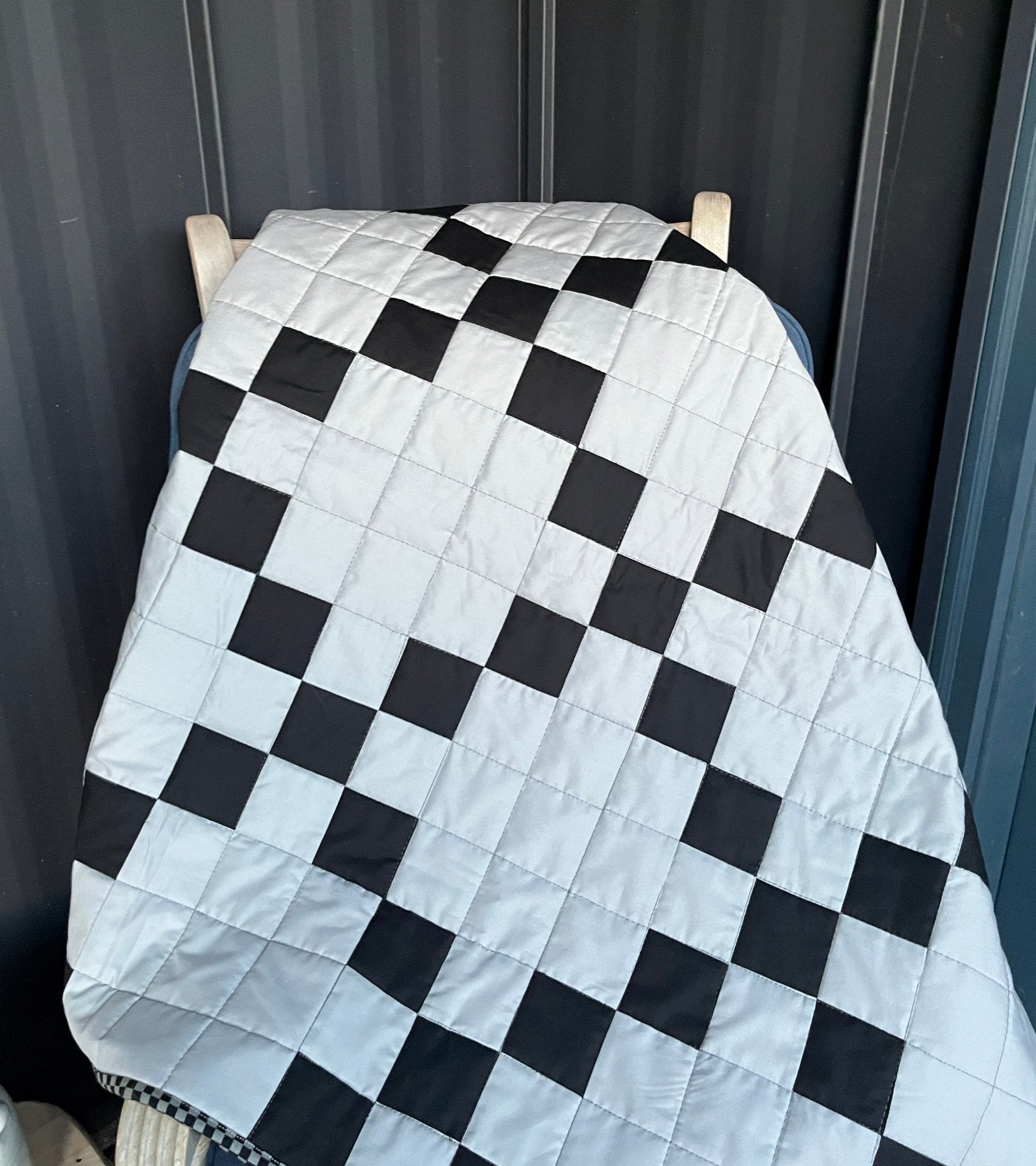 Black & Gray Irish Chain Baby Quilt - The QuilTea Corner