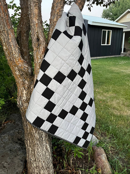 Black & Gray Irish Chain Baby Quilt - The QuilTea Corner