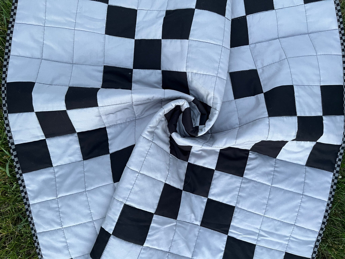 Black & Gray Irish Chain Baby Quilt - The QuilTea Corner