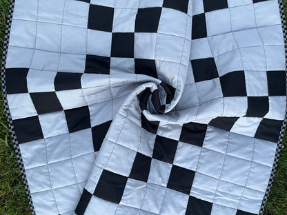 Black & Gray Irish Chain Baby Quilt - The QuilTea Corner