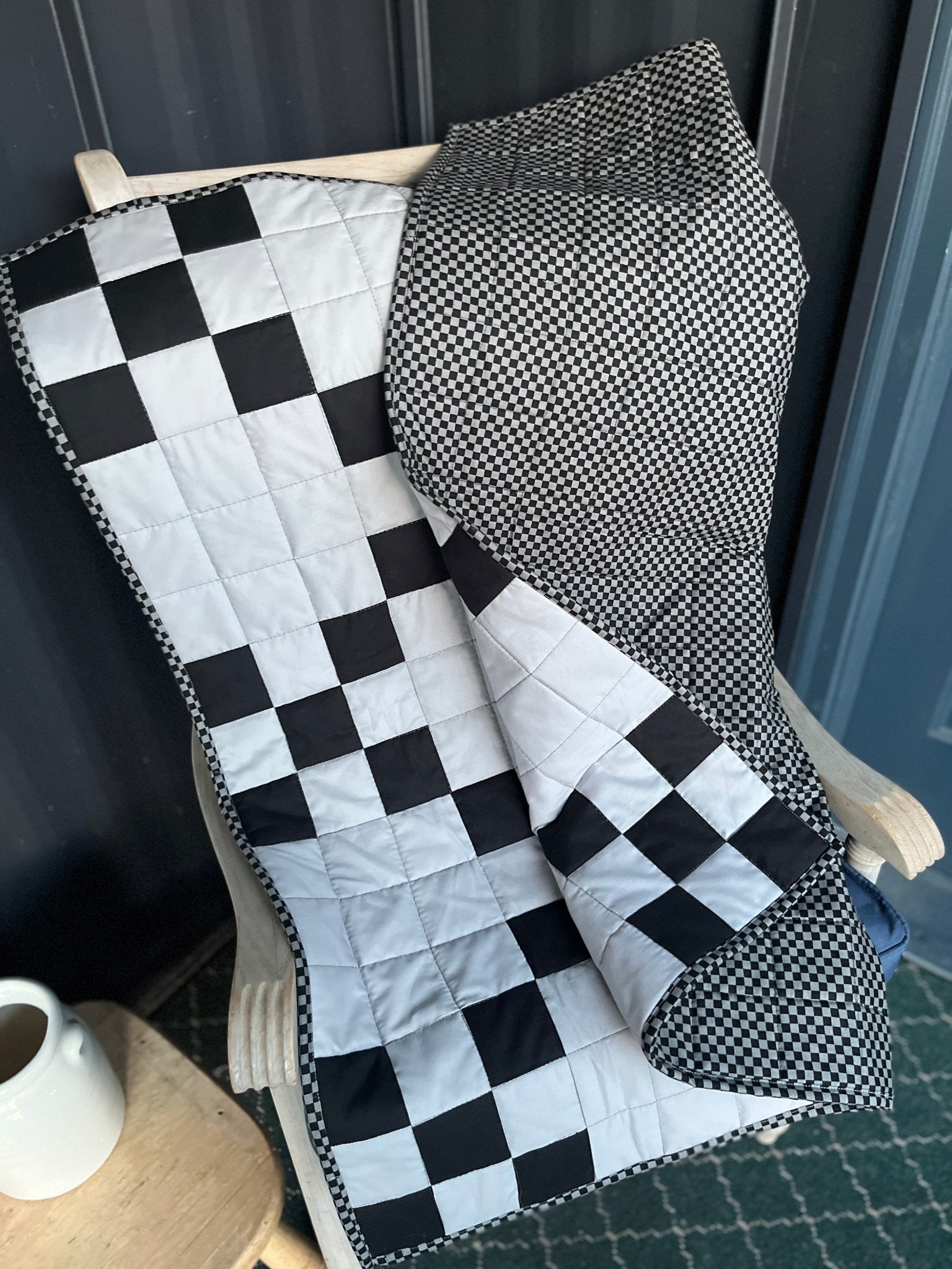 Black & Gray Irish Chain Baby Quilt - The QuilTea Corner