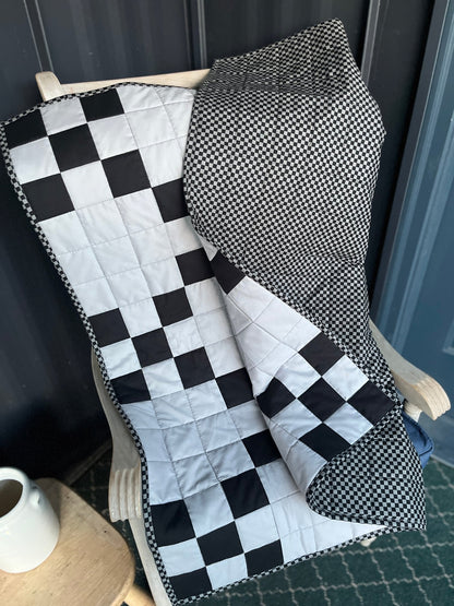 Black & Gray Irish Chain Baby Quilt - The QuilTea Corner