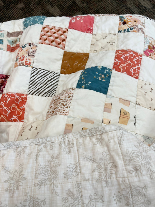Bookish Checkered Throw Sized Cozy Lap Quilt - The QuilTea Corner