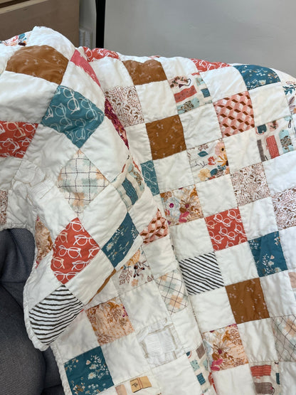 Bookish Checkered Throw Sized Cozy Lap Quilt - The QuilTea Corner