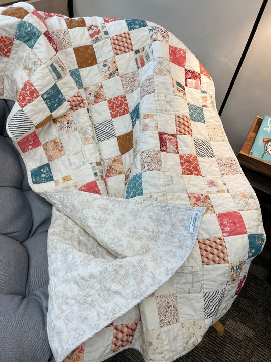 Bookish Checkered Throw Sized Cozy Lap Quilt - The QuilTea Corner