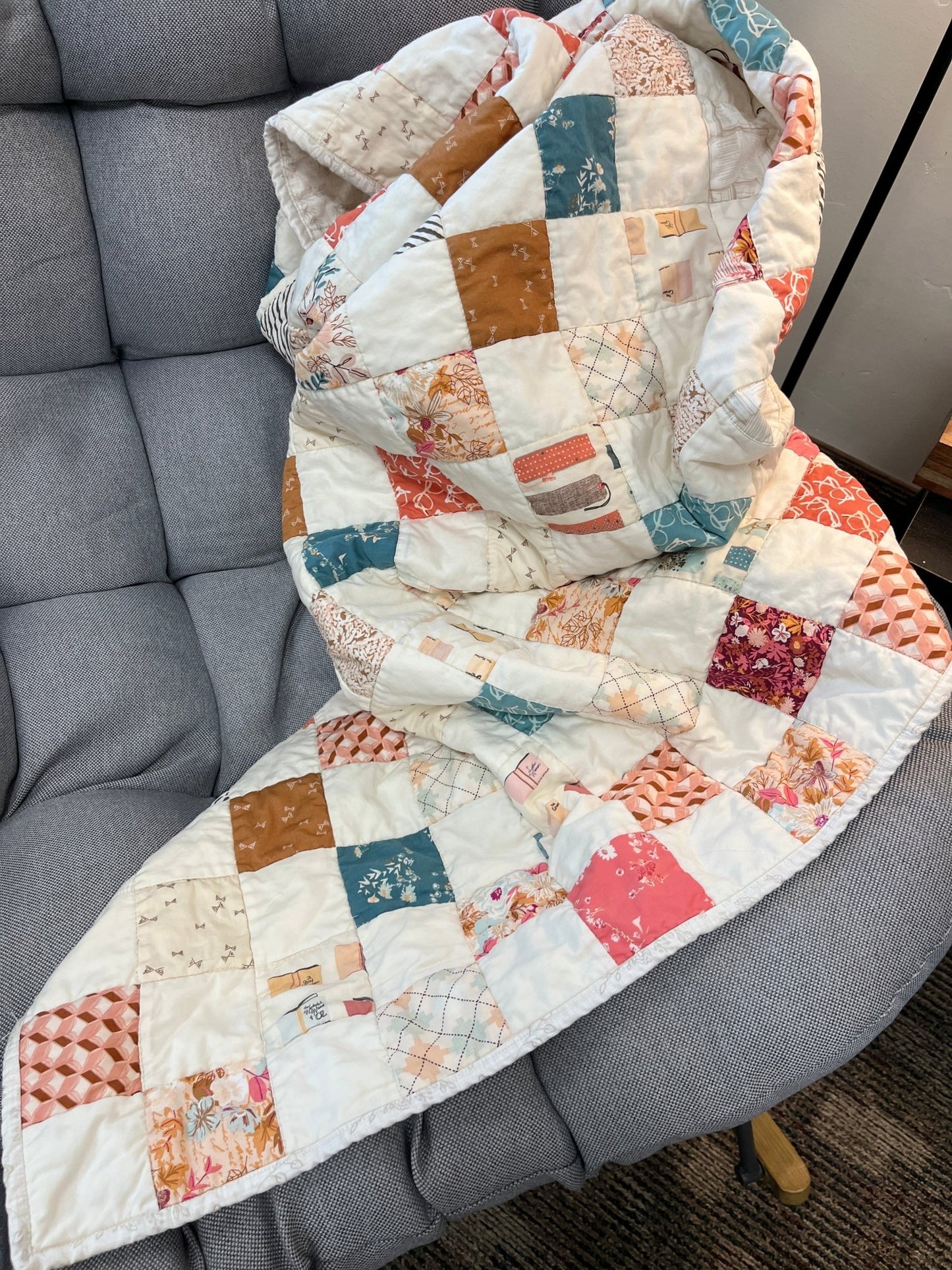 Bookish Checkered Throw Sized Cozy Lap Quilt - The QuilTea Corner