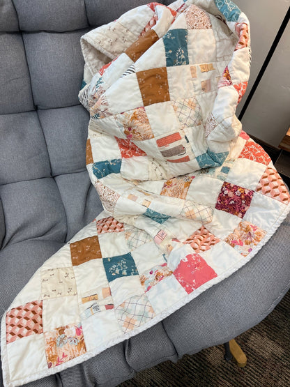 Bookish Checkered Throw Sized Cozy Lap Quilt - The QuilTea Corner