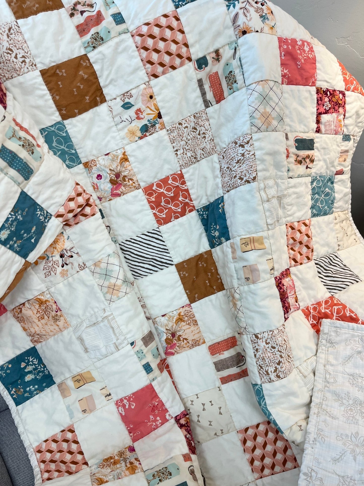 Bookish Checkered Throw Sized Cozy Lap Quilt - The QuilTea Corner