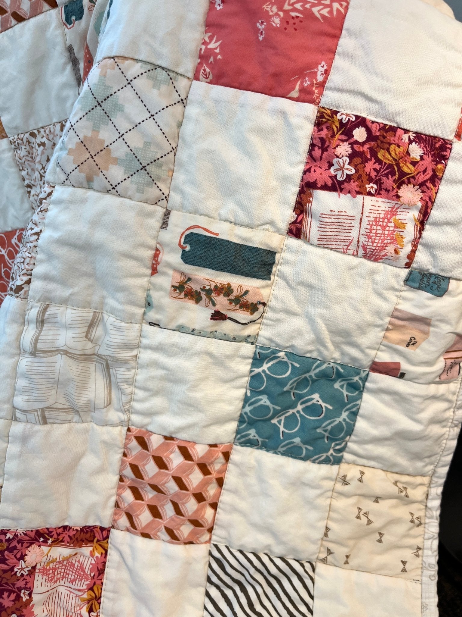 Bookish Checkered Throw Sized Cozy Lap Quilt - The QuilTea Corner