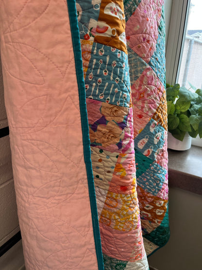 Camellia Handmade Patchwork Large Throw Quilt - The QuilTea Corner