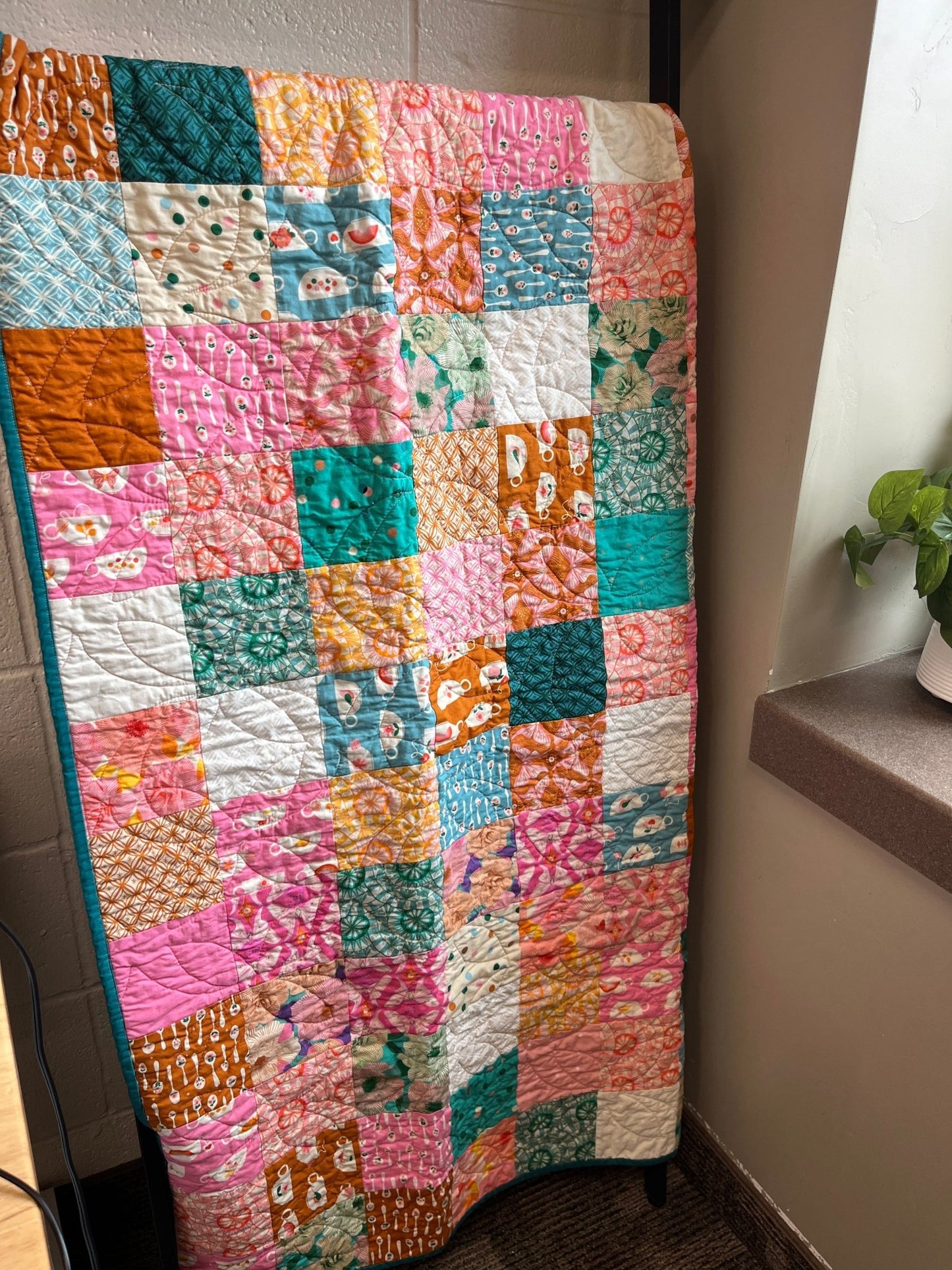 Camellia Handmade Patchwork Large Throw Quilt - The QuilTea Corner