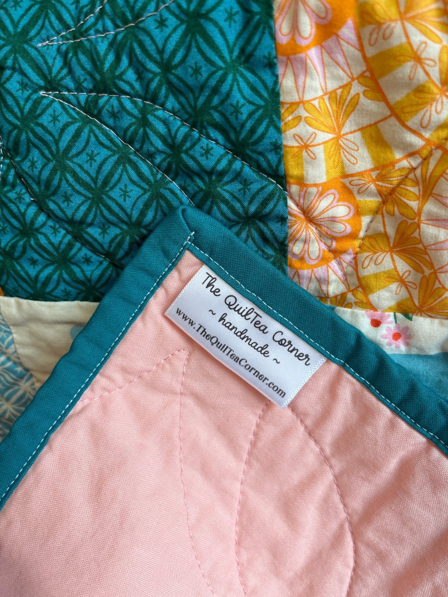 Camellia Handmade Patchwork Large Throw Quilt - The QuilTea Corner