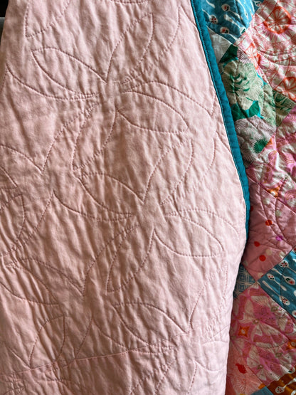 Camellia Handmade Patchwork Large Throw Quilt - The QuilTea Corner