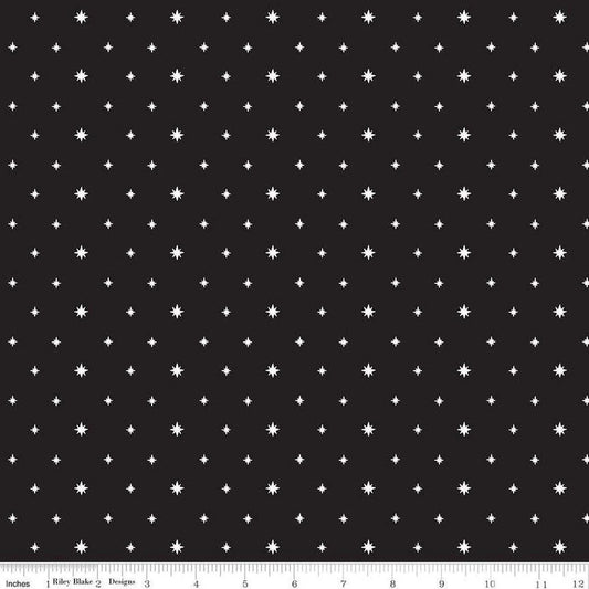 Charming Christmas Stars | Black 1/2 yard - The QuilTea Corner