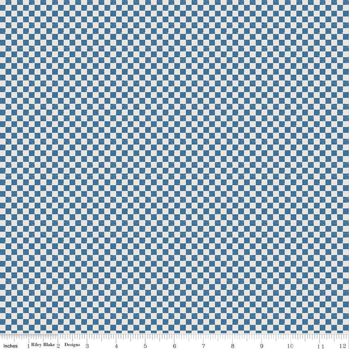 Check Please! 1/4" Check on Ivory Coastal Blue - The QuilTea Corner