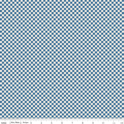 Check Please! 1/4" Check on Ivory Coastal Blue - The QuilTea Corner