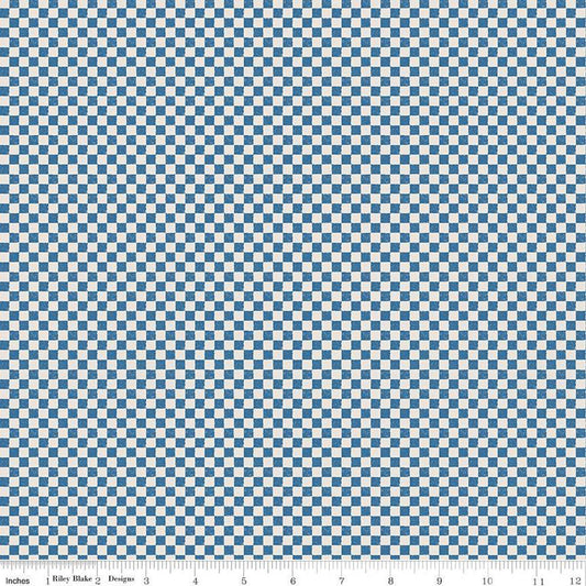 Check Please! 1/4" Check on Ivory Coastal Blue - The QuilTea Corner