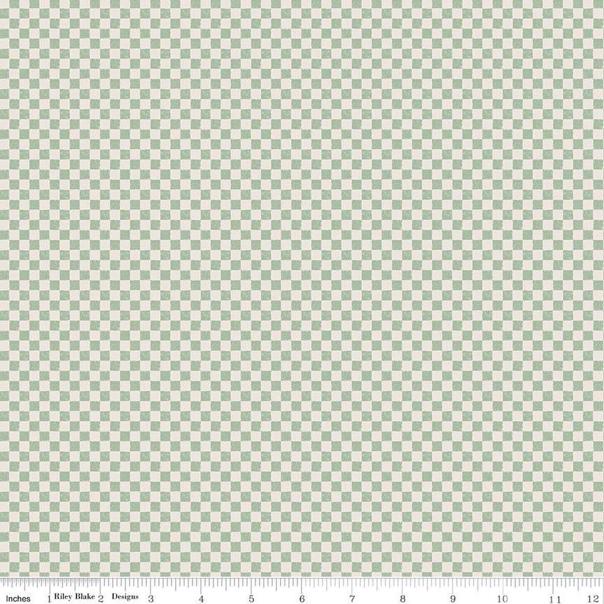 Check Please! 1/4" Check on Ivory Sage - The QuilTea Corner
