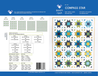 Compass Star PAPER Quilt Pattern - The QuilTea Corner