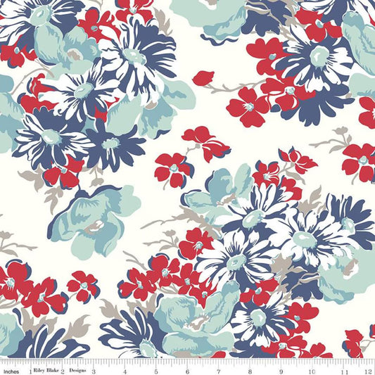 Cookbook 108” Wide Back | Denim 3 yard cut - The QuilTea Corner