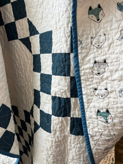 Double Bubble Quilt – Modern Double Irish Chain in Blue and White | Handmade Throw Quilt - The QuilTea Corner