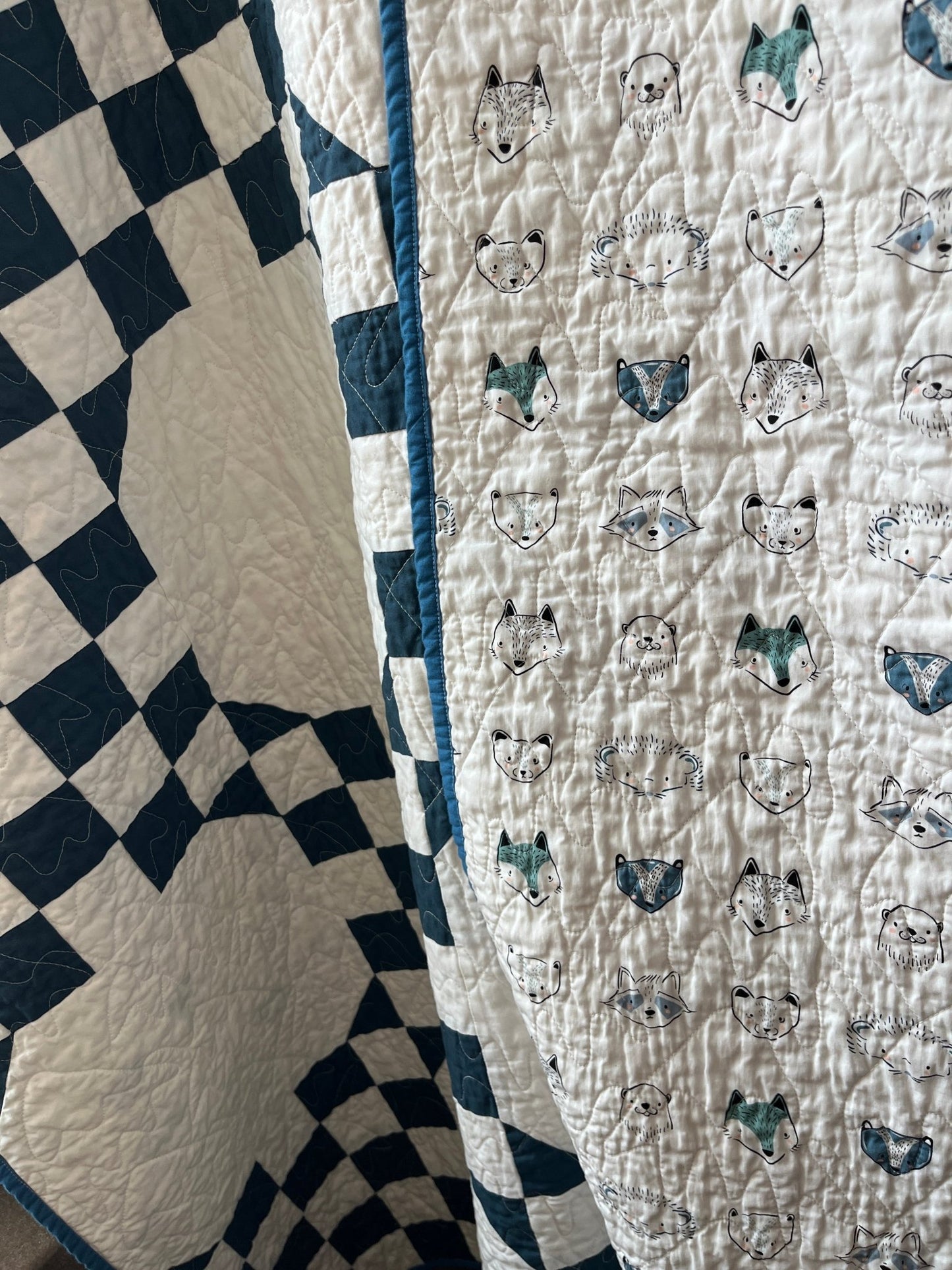 Double Bubble Quilt – Modern Double Irish Chain in Blue and White | Handmade Throw Quilt - The QuilTea Corner