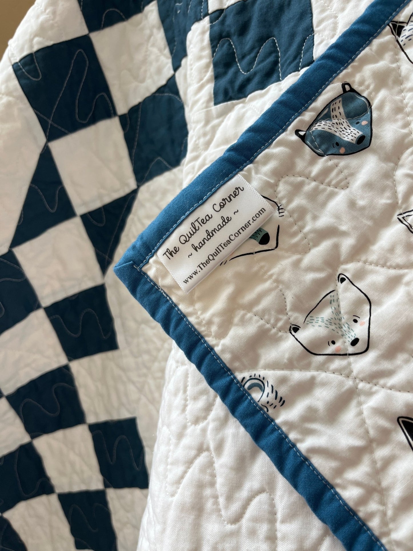 Double Bubble Quilt – Modern Double Irish Chain in Blue and White | Handmade Throw Quilt - The QuilTea Corner