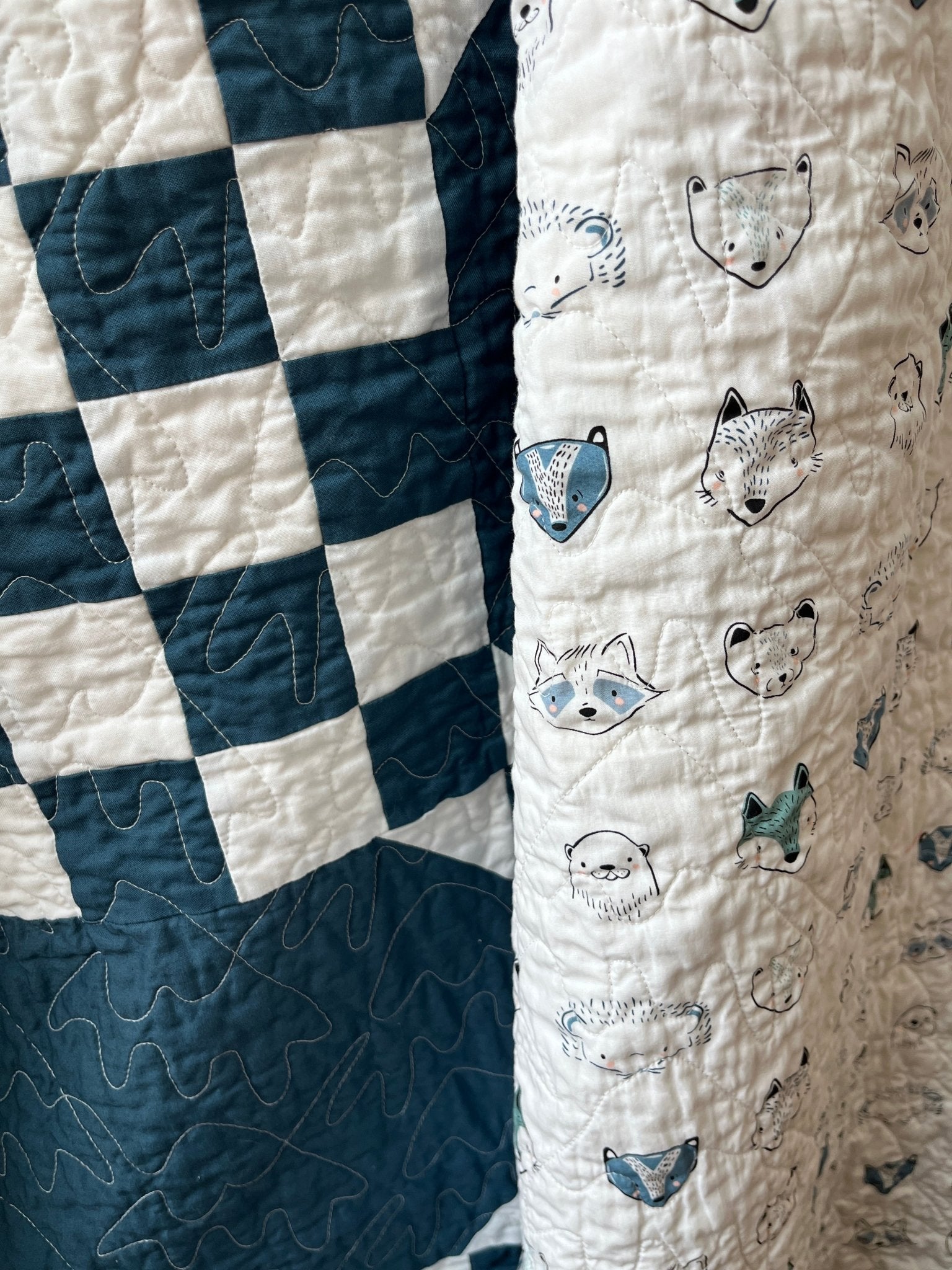 Double Bubble Quilt – Modern Double Irish Chain in Navy and White | Handmade Throw Quilt - The QuilTea Corner