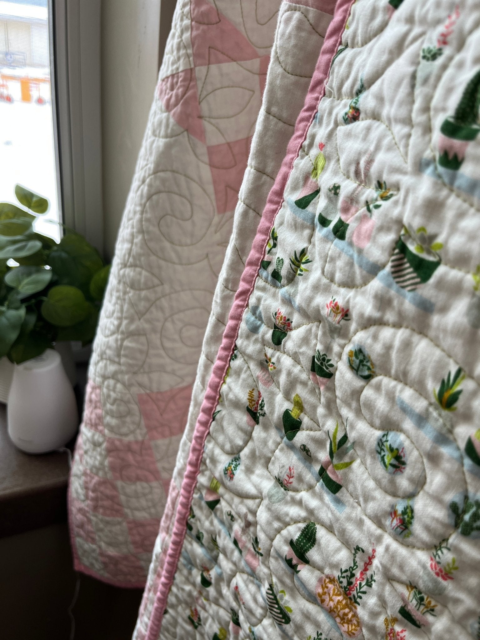 Double Bubble Quilt – Modern Double Irish Chain in Pink and White | Handmade Throw Quilt - The QuilTea Corner